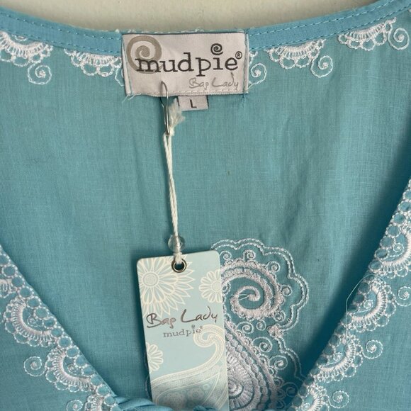 Mud Pie The Bag Lady Crystal Blue Embroidered Cover Up NWT - Picture 2 of 7